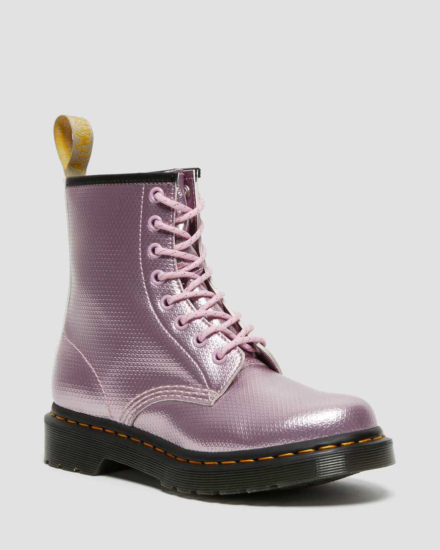 Dr. Martens Vegan 1460 Metallic Emboss Damske Šnurovacie Čižmy - Ruzove Lavendel [GHXQV6325]